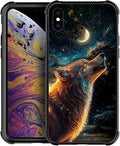 for iPhone Xs Max Case, Star Cave Hungry Wolf Pattern Graphic Design Girl Boy by FKBRCL4U