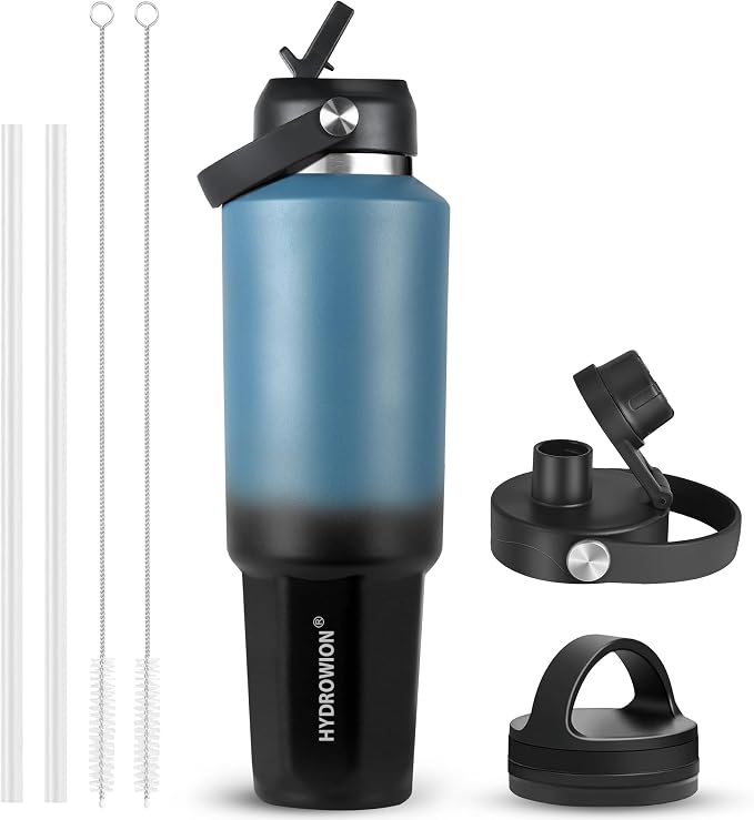 HYDROWION 40 oz Insulated Water Bottle, Car Water Bottle Holder by HYDROWION