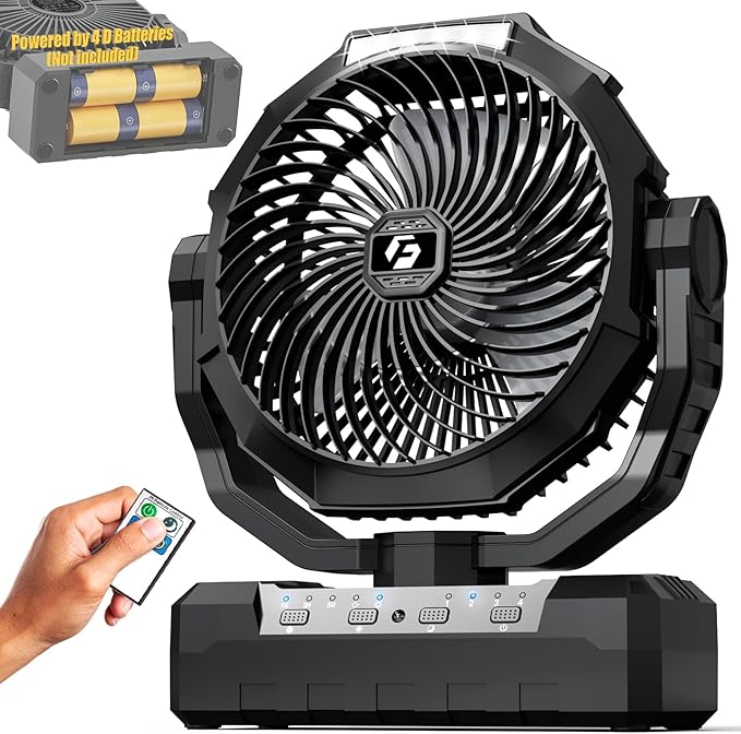 Battery Operated Fan, 2 in 1 D-Cell Battery & USB Powered Fans, Portable by Wavmill