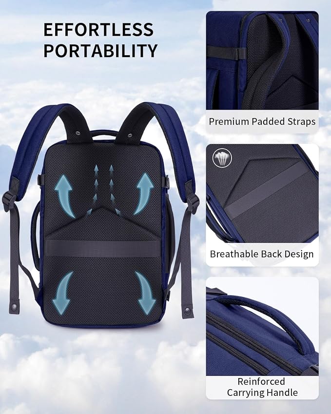 ECOHUB 17" Small Travel Backpack, United Airlines Personal Item Bag 17x10x9 - Image 5