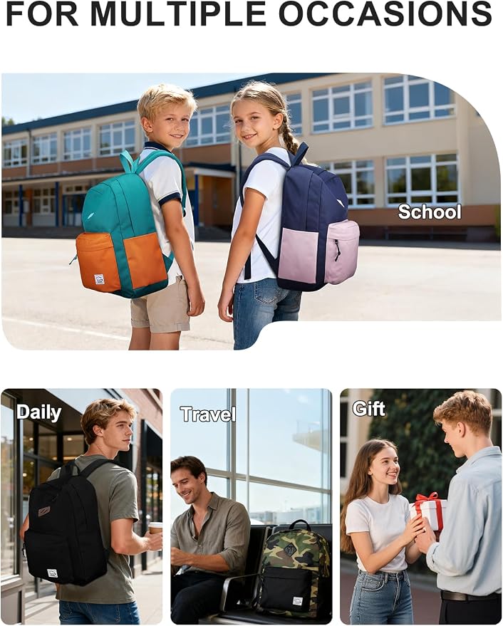 VASCHY Lightweight Backpack for School, Classic Basic Water Resistant Casual - Image 8