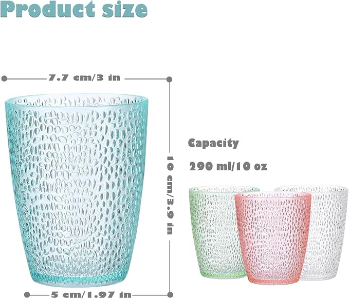 4 PCS Colored Plastic Drinking Glasses, Reusable Acrylic Drinking Cups - Image 7