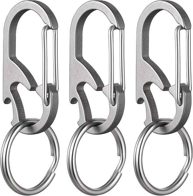 TISUR Titanium Carabiner Keychain Clip, Anti-Lost Key Ring Holder, Self-Locking by TISUR