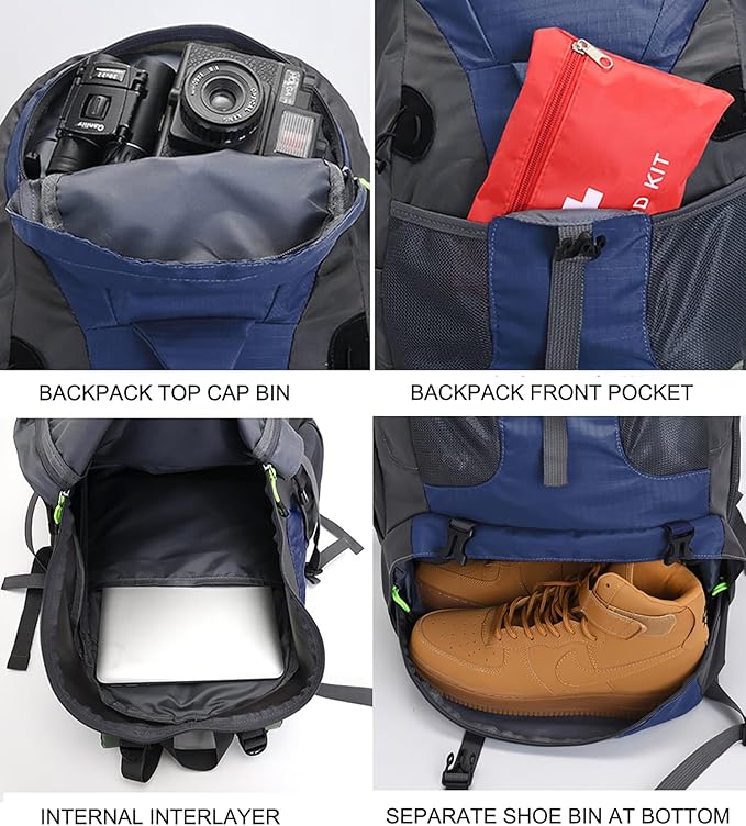 Bseash 50L Hiking Backpack, Water Resistant Lightweight Outdoor Sport Daypack - Image 4