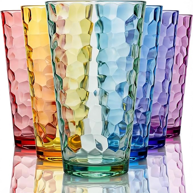 Bravario Hammered Plastic Drinking Tumbler, Dishwasher-Safe Premium Quality by Bravario