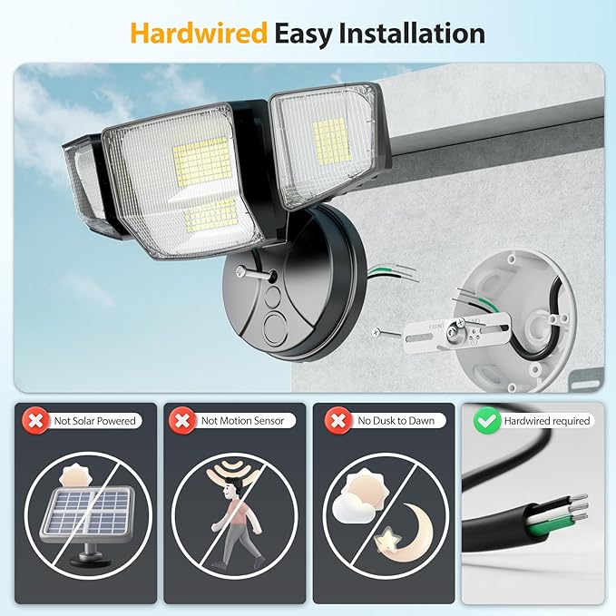 Onforu 90W Flood Lights Outdoor, 10000LM Ultra Bright 4-Head LED Security Light - Image 2