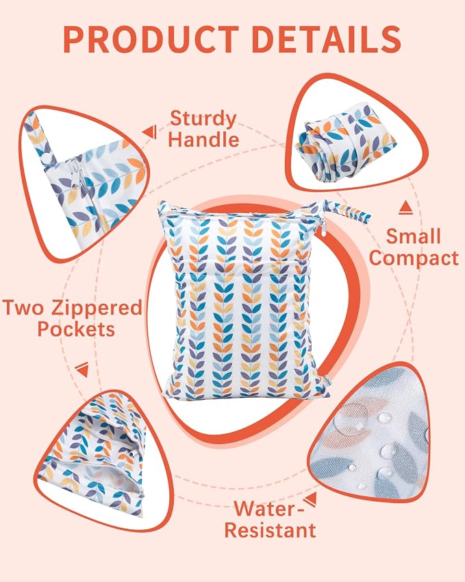 babygoal Wet Dry Bags for Baby Cloth Diapers, Washable Travel Bags, Gym Bag for - Image 2