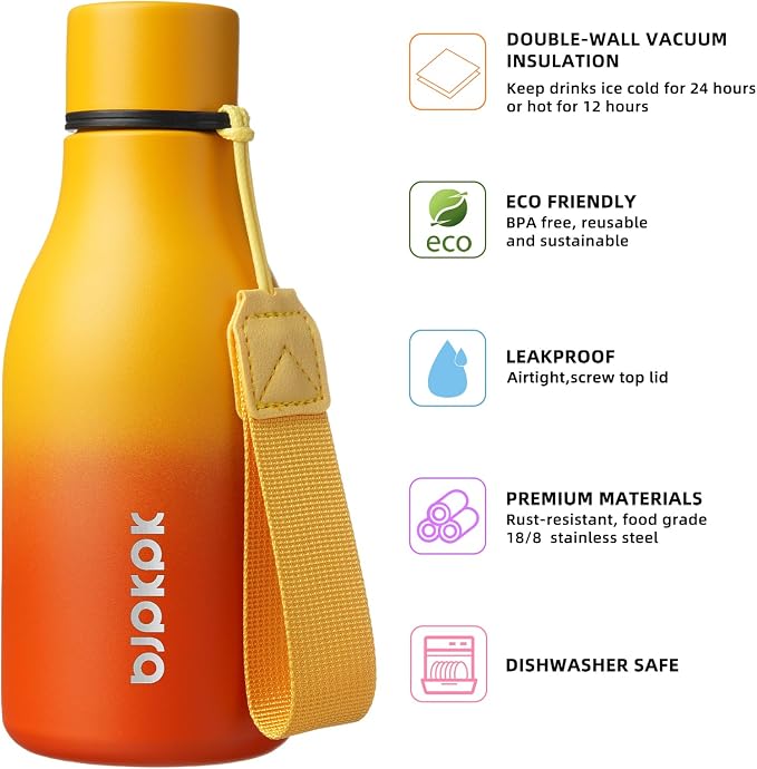 BJPKPK Insulated Water Bottles, 12oz Stainless Steel Metal Water Bottle - Image 2