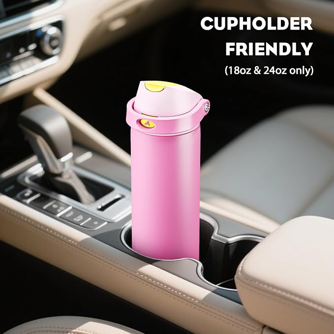 POWCAN 18 oz Steel Water Bottle: 2-in-1 Push-Button Spout & Quick-Flip Straw - Image 5