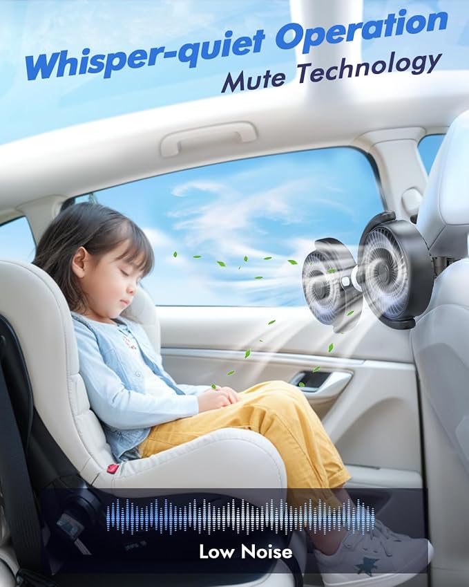 Car Fan USB Powered for Baby: Dual Car Cooling Fans for Backseat 3 Speed - Image 7