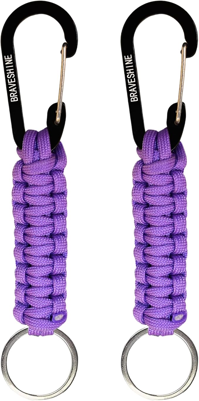 BRAVESHINE Paracord Keychain Carabiner Clip, D Ring Lanyard Hanger Stroller Hook by BRAVESHINE