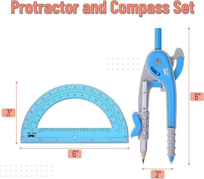 Mr. Pen- Geometry Compass and Protractor Set, 6 Inch Compass, 6 Inch Protractor - Image 2