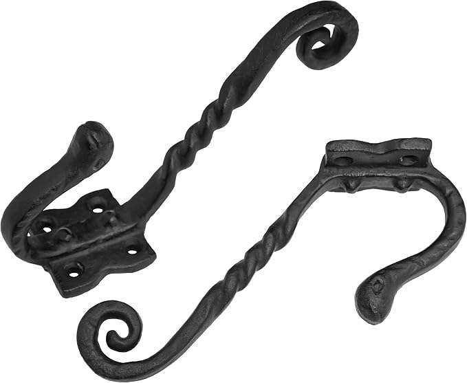 Mystic Colonial Rustic Cast Iron Wall Hooks, Heavy Duty Blackened Vintage - Image 9