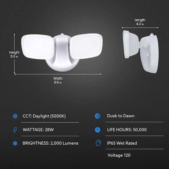 Feit Electric LED Security Light Outdoor, 28W LED Dusk to Dawn, Waterproof - Image 3