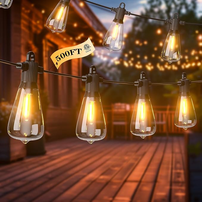 FOOMAN LED Outdoor String Lights, 500FT Outside Waterproof Hanging Patio Lights by FOOMAN