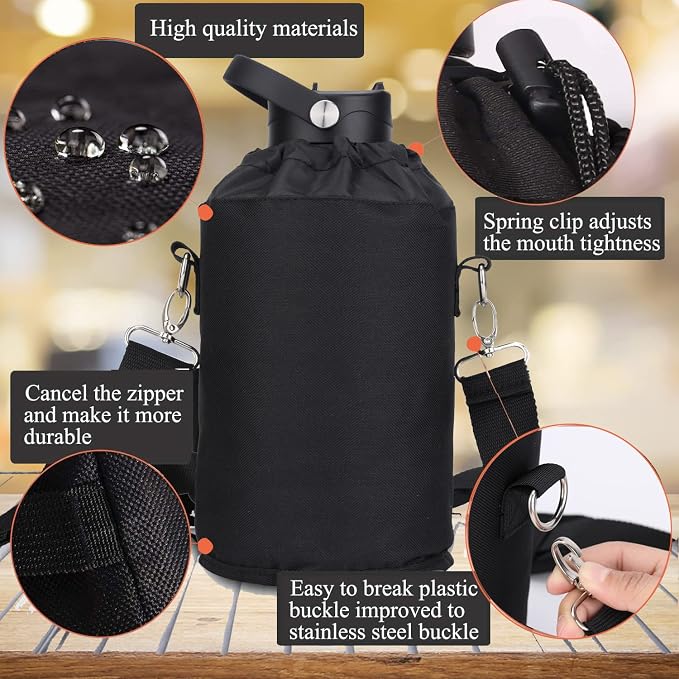 Water Bottle Insulated 32oz 40oz 64oz 128oz Straw Lid Spout Lid & 3 Lids - Image 3