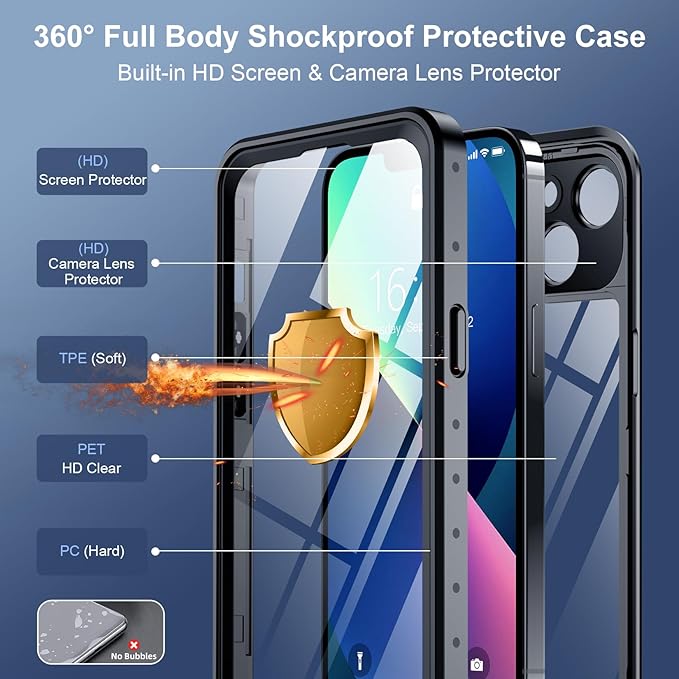 SPIDERCASE for iPhone 13 Case Waterproof, Built-in Lens & Screen Protector - Image 5