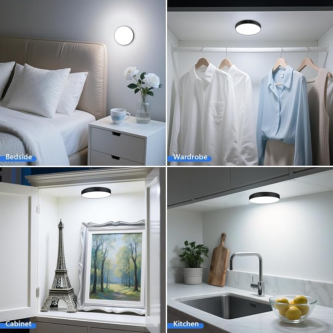 Ferswe Rechargeable Tap Light 6000K, Dimmable Touch Light - Image 2