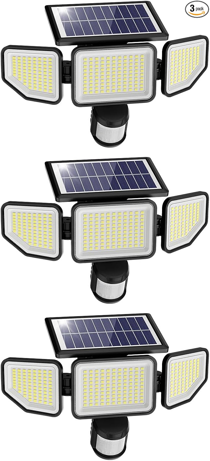 Onforu 4500LM Solar Lights Outdoor, 3 Heads Security Lights by Onforu