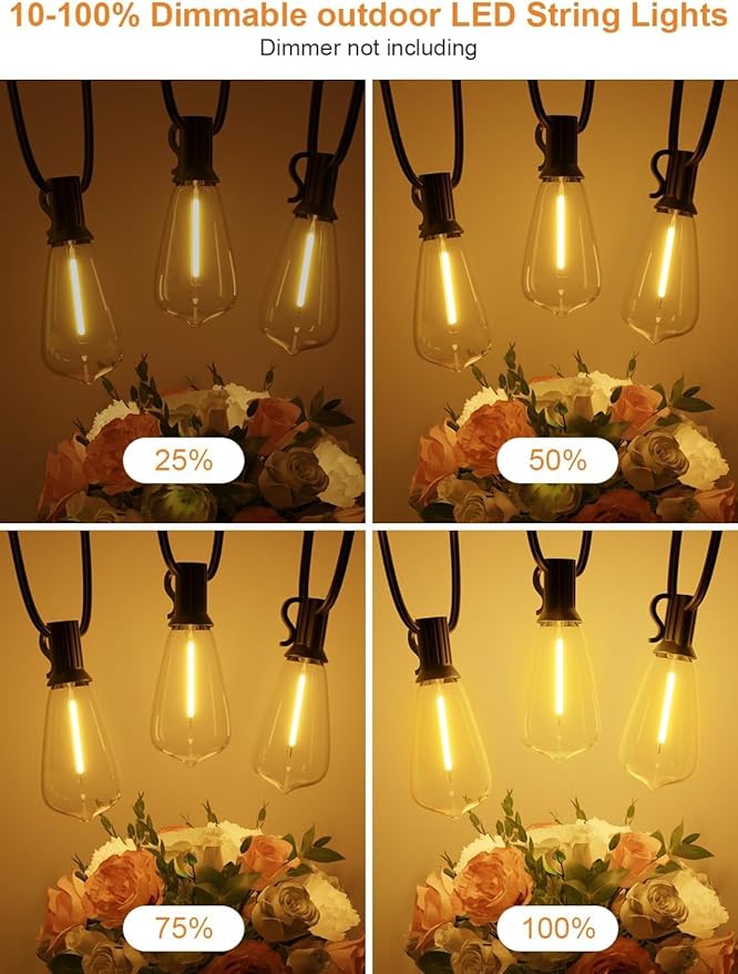 GPATIO Outdoor String Lights, 150FT ST38 Bulbs Shatterproof Patio Lights - Image 3