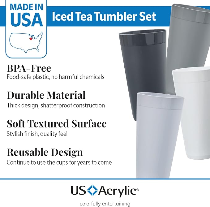 US Acrylic Newport 32 ounce Unbreakable Plastic Stackable Iced-Tea Tumblers in - Image 2