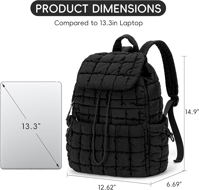CLUCI Puffy Quilted Backpack Purse - Image 4