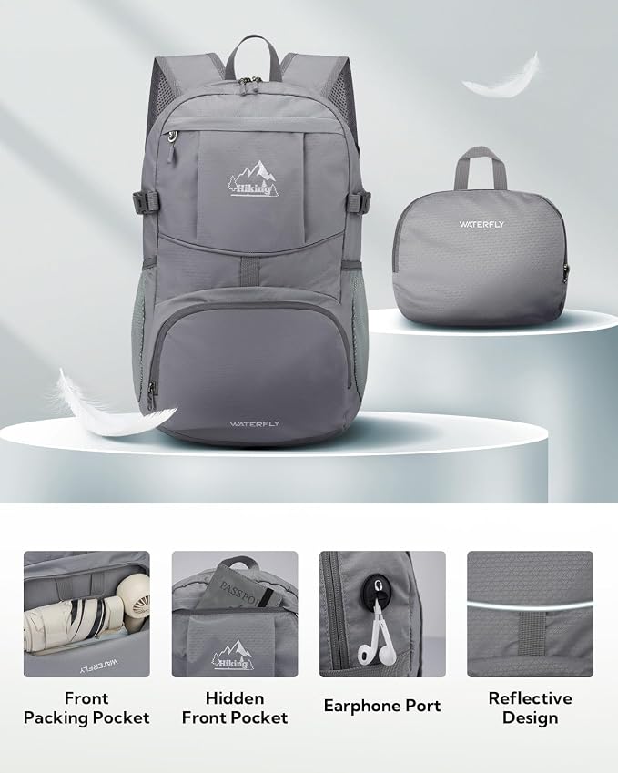 WATERFLY Hiking Packable Daypack Backpack: 25L Ultra Lightweight Day Pack - Image 3