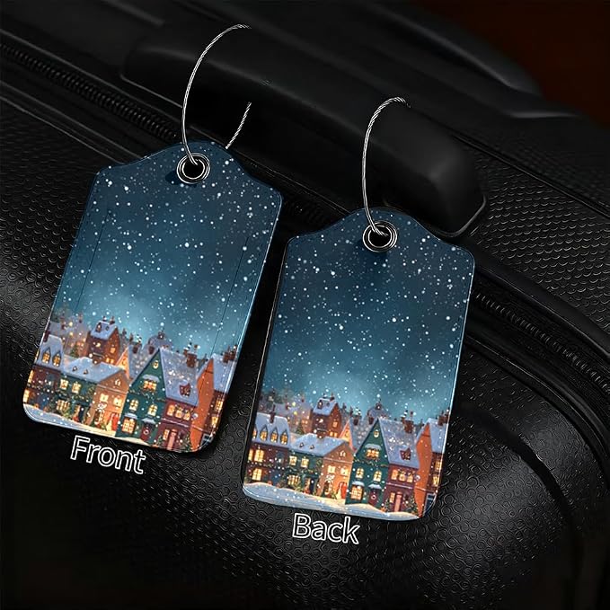 2Pcs Winter Village Luggage Tags - Image 2