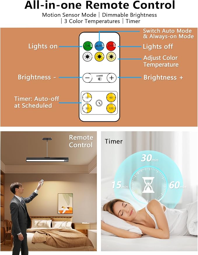 Rechargeable Motion Sensor Ceiling Light, Full Metal Pendant Lights, Battery - Image 5