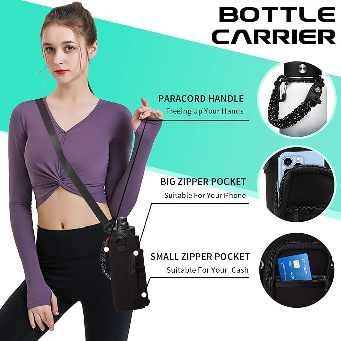 32OZ Water Bottle with Straw & Strap, BPA Free Insulated Water Bottle Keeps - Image 7