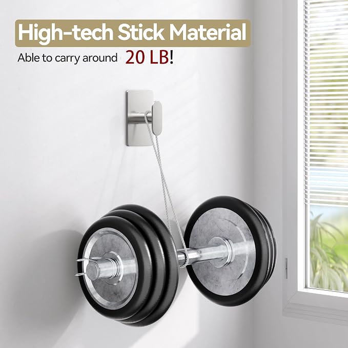 pickpiff Adhesive Towel Hooks for Bathroom: 20LB Extra Strong Wall Hanger for - Image 3