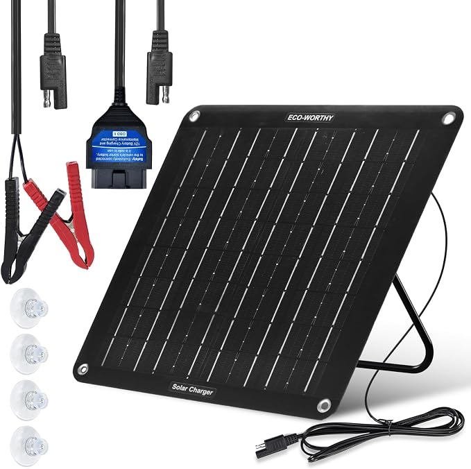 ECO-WORTHY Upgraded OBDII 10W Solar Battery Trickle Charger Maintainer 12V by ECO-WORTHY