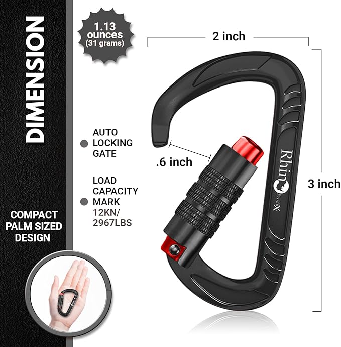 Rhino Produxs 12kN Heavy Duty Carabiner Clips, - Image 2
