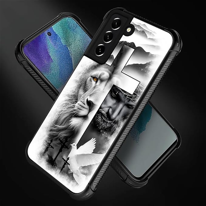 for Samsung Galaxy S21 Case, Lion Cross Jesus Christ Dove Pattern Graphic - Image 2