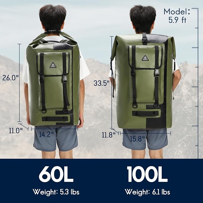 Haimont Dry Waterproof Roll Top Backpack Marine Dry Bag River Pack - Image 6