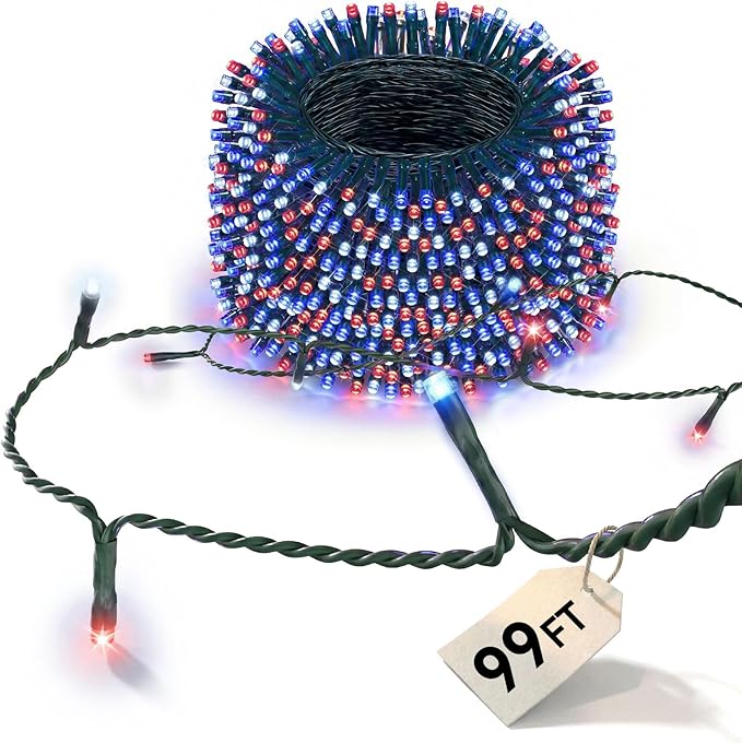 LitHome 4th of July Decorations Outdoor Waterproof, 99FT 300 LED String Lights by LitHome
