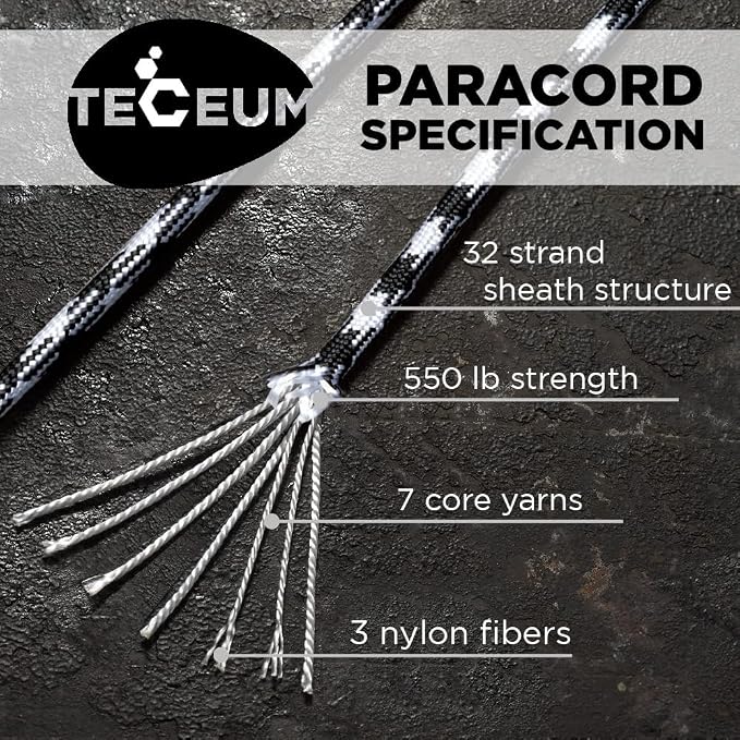 TECEUM 5/32" Paracord Rope 1000 – 1000ft / 200ft / 100ft / 50ft – Tactical - Image 2