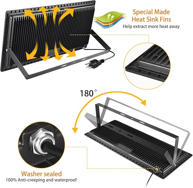 YANYCN 2 Pack 800W LED Flood Light Outdoor, 3750W Equivalent Super Bright - Image 2