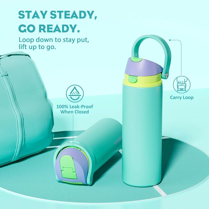 POWCAN 24 oz Insulated Water Bottle: 2-in-1 Push-Button Spout & Quick-Flip Straw - Image 4