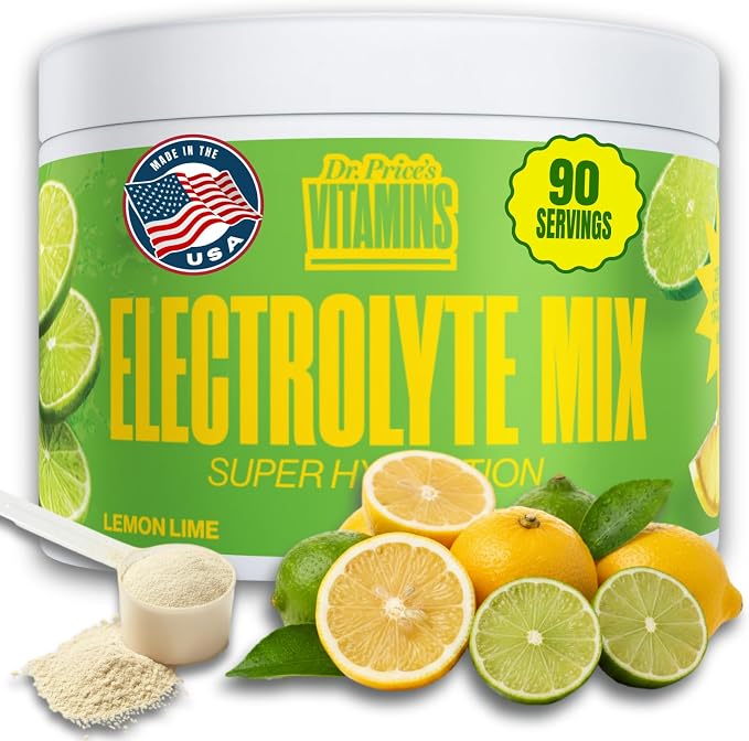 Dr. Price’s Electrolytes Powder Bulk – Lemon Lime, 90 Servings | Sugar Free by DrPricesVitamins