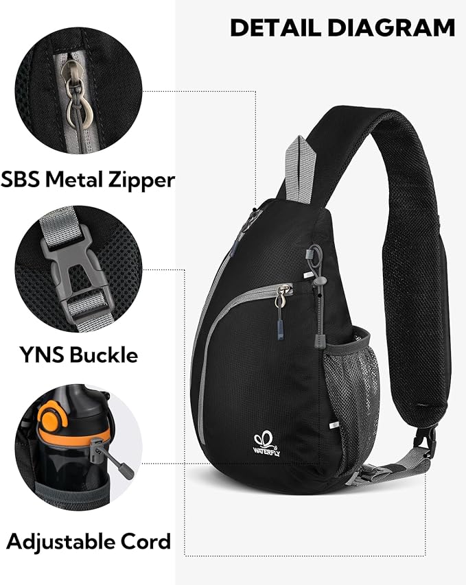WATERFLY Crossbody Sling Bag Small Water Resistant Backpack Lightweight - Image 4