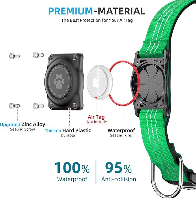 Upgraded AirTag Dog Collar, IP68 Waterproof Air Tag Dog Collar Holder, - Image 3