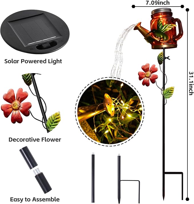 SRNPMIU Solar Watering Can Light, Yard Outdoor Decor Lights, IP65 Waterproof - Image 5
