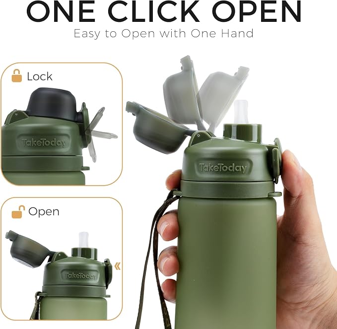 TakeToday Collapsible Water Bottles 21oz, Foldable Platinum Silicone Travel - Image 8