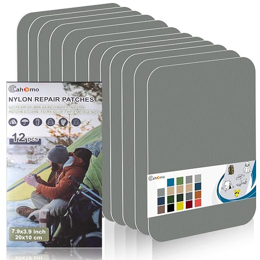 Cahomo 7.9x3.9 inch 12 PCS Nylon Repair Patch Nylon Repair Tape Self Adhesive by Cahomo