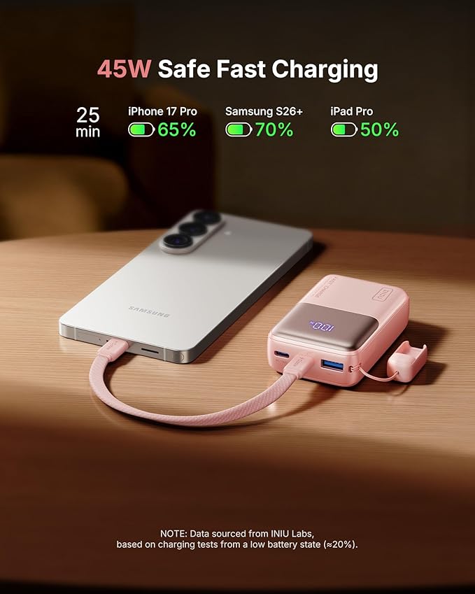 INIU Pocket Size Portable Charger, Ultra Small 10000mAh 45W PD Power Bank - Image 3