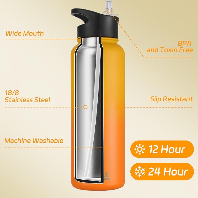 HASLE OUTFITTERS 40oz Stainless Steel Water Bottle, Vacuum Insulated Double - Image 2
