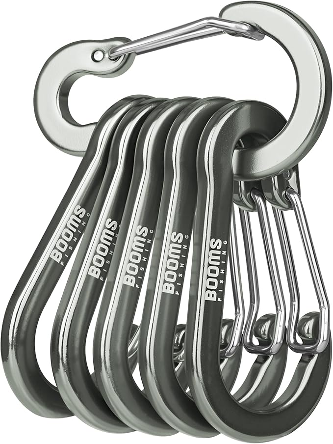 Booms Fishing CC1 Multi-Use Carabiner Clip, 6 Pack Small Caribeener Clips by BoomsFishing