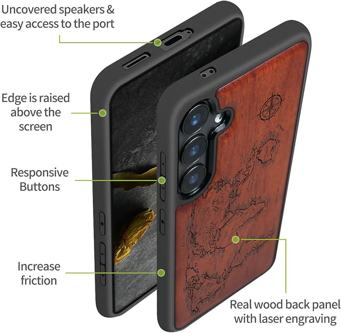 Carveit Wood Case for Galaxy S24 Plus Case Shockproof Protective Cover Unique - Image 6