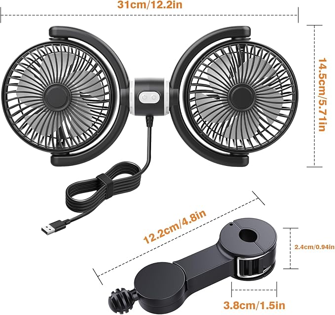 Car Fan USB Powered for Baby: Dual Car Cooling Fans for Backseat 3 Speed - Image 8